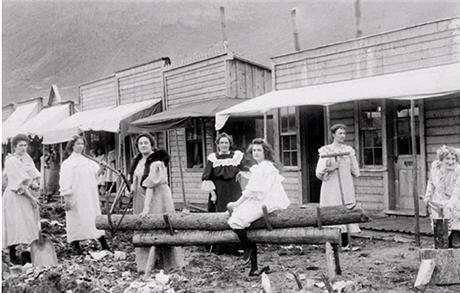 Group of working women on the streets of Dawson Yukon